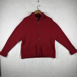 Turnbury Sweater Mens‎ Extra Large Red Rib Knit Button Front Cardigan Wool Blend